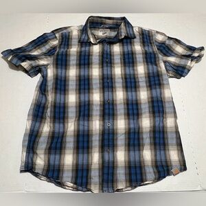 Carhartt Blue, White and Gray Plaid Short-Sleeve Button-Down Shirt men’s size XL